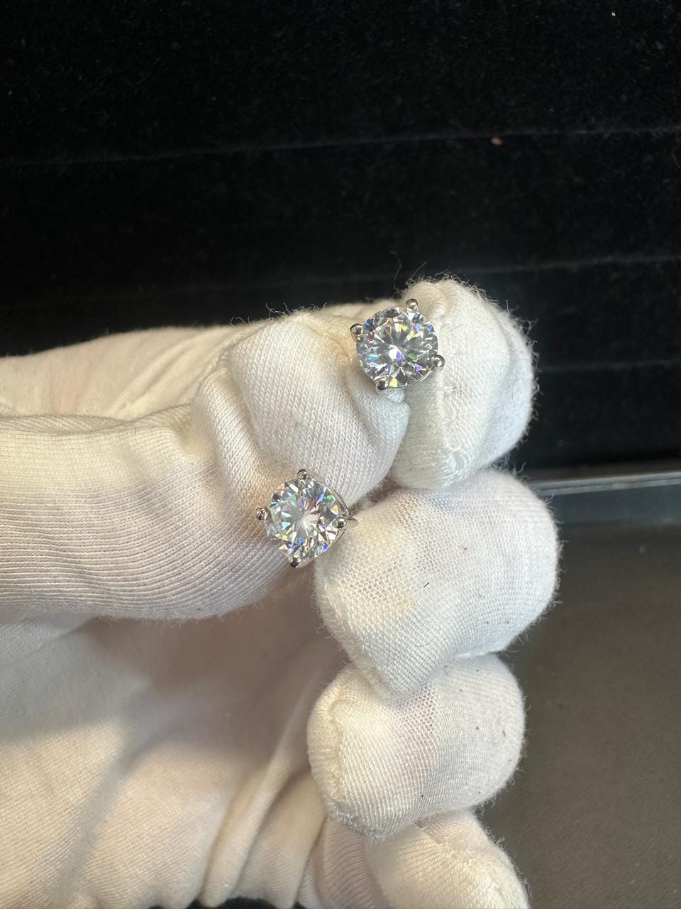 Moissanite Stud Earrings | 925 Sterling Silver Platinum Finish, 6mm