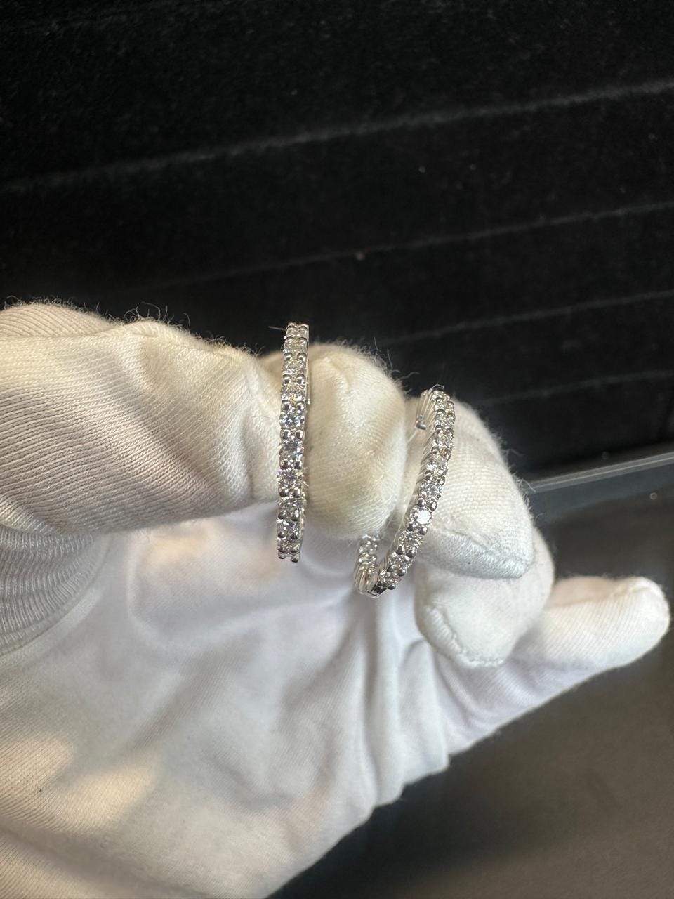 Moissanite Hoop Earrings | Platinum Over 925 Silver, Bridal Jewelry