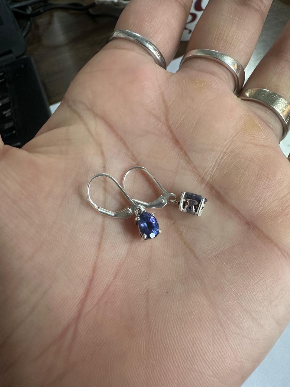 Oval Tanzanite Drop Earrings | 925 Sterling Silver | First Anniversary Gift for her