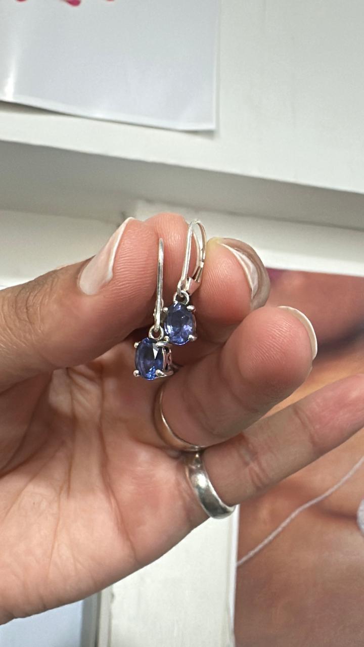 Oval Tanzanite Drop Earrings | 925 Sterling Silver | First Anniversary Gift for her