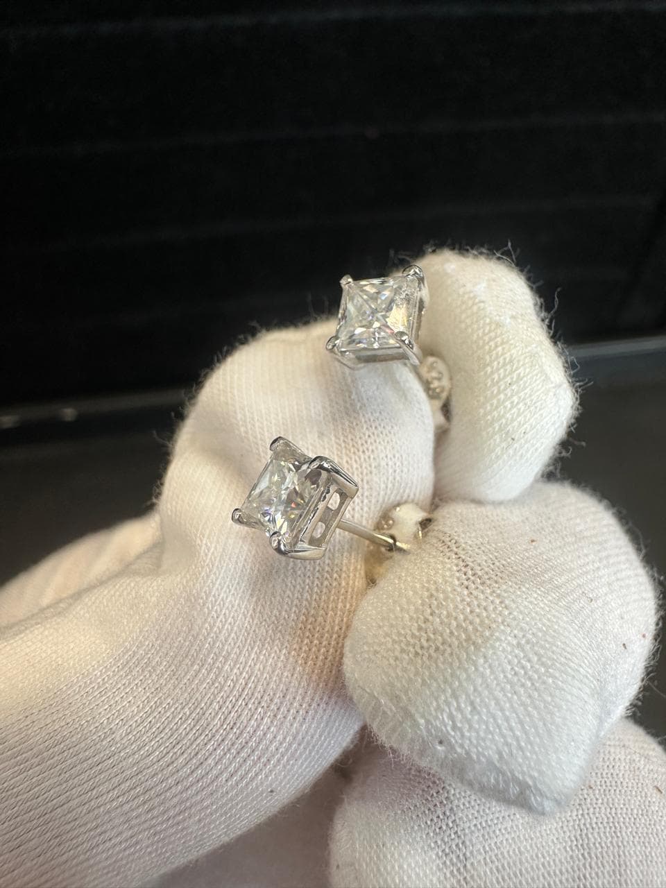 Princess Cut Moissanite Stud Earrings | 925 Sterling Silver
