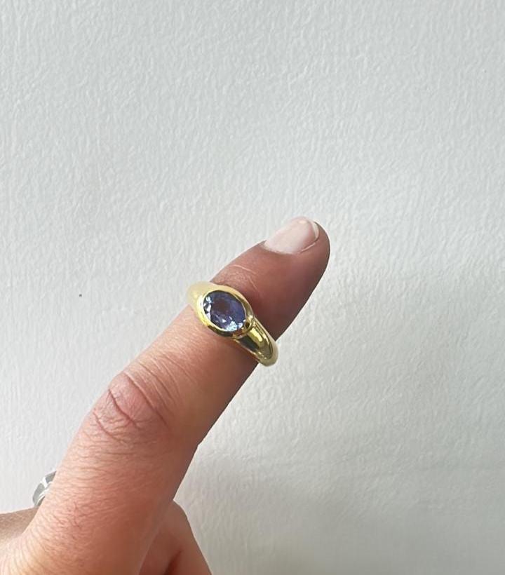 Tanzanite Dome Ring | 14K Yellow Gold, Oval Solitaire