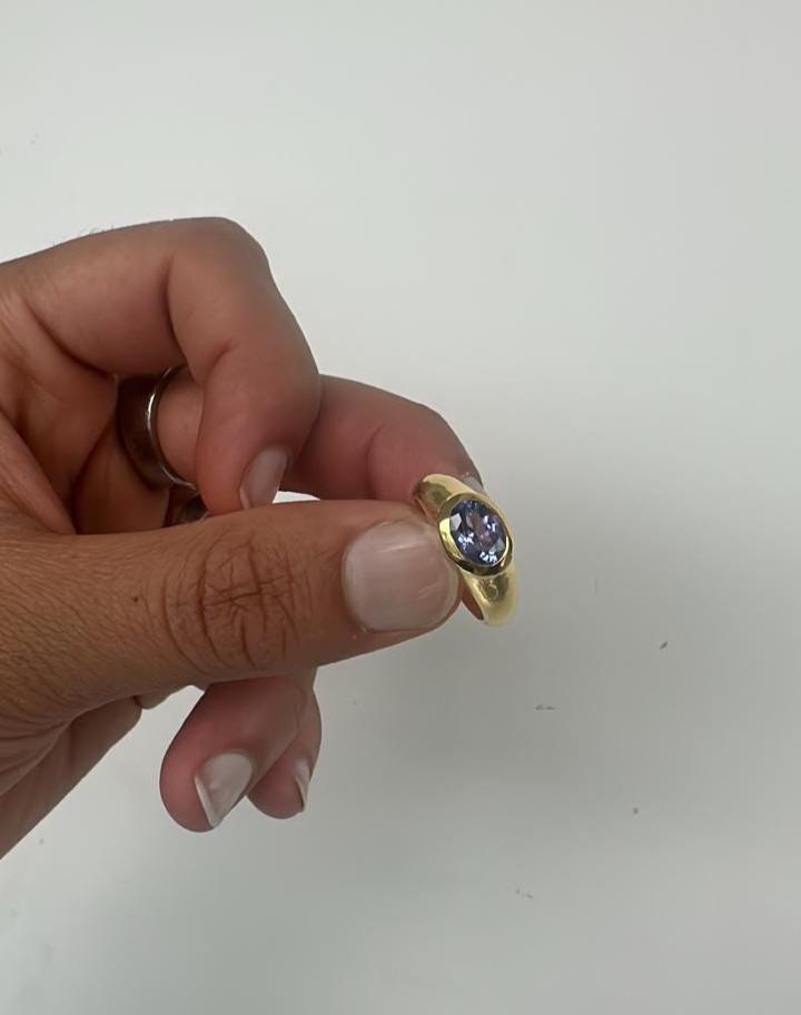 Tanzanite Dome Ring | 14K Yellow Gold, Oval Solitaire