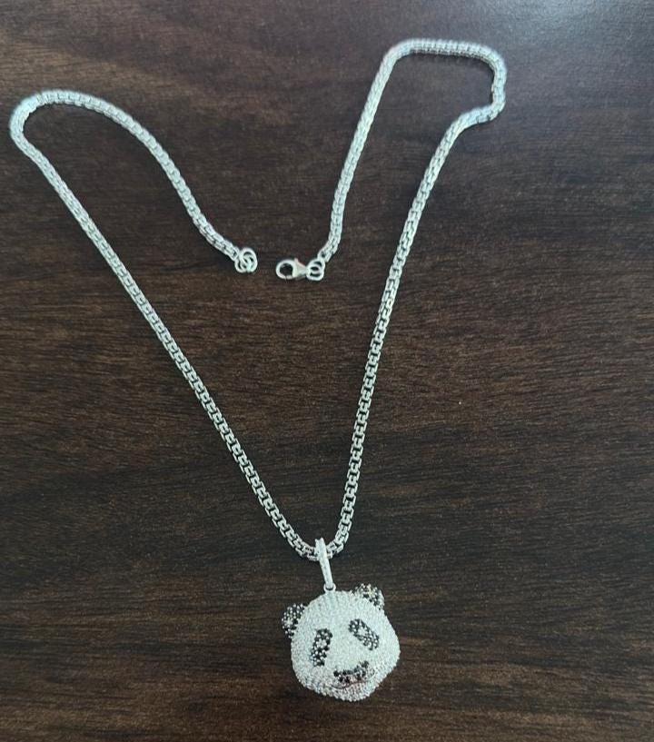 Iced Out Panda Pendant | Moissanite Pendant Unisex Jewelry | Hip Hop Bling Necklace Charm | Unique Statement Gift for Him or Her
