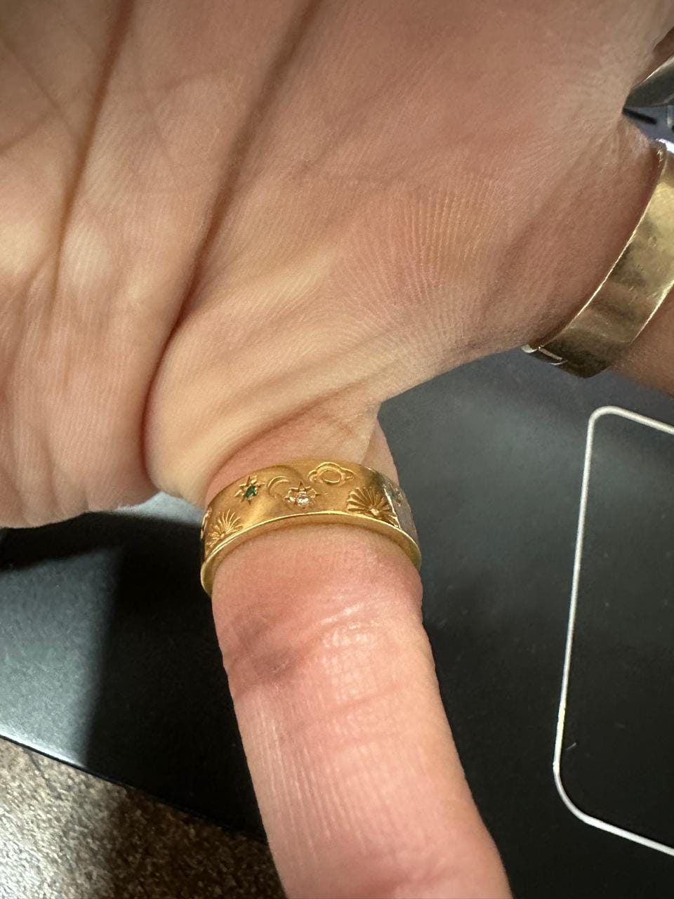 Celestial Sun Moon Star Ring | 14k Yellow Gold Finish, Sterling Silver