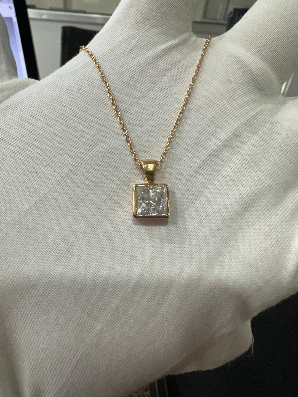 Lock Shape Moissanite Solitaire Pendant | 925 Sterling Silver, Bezel Set Jewelry
