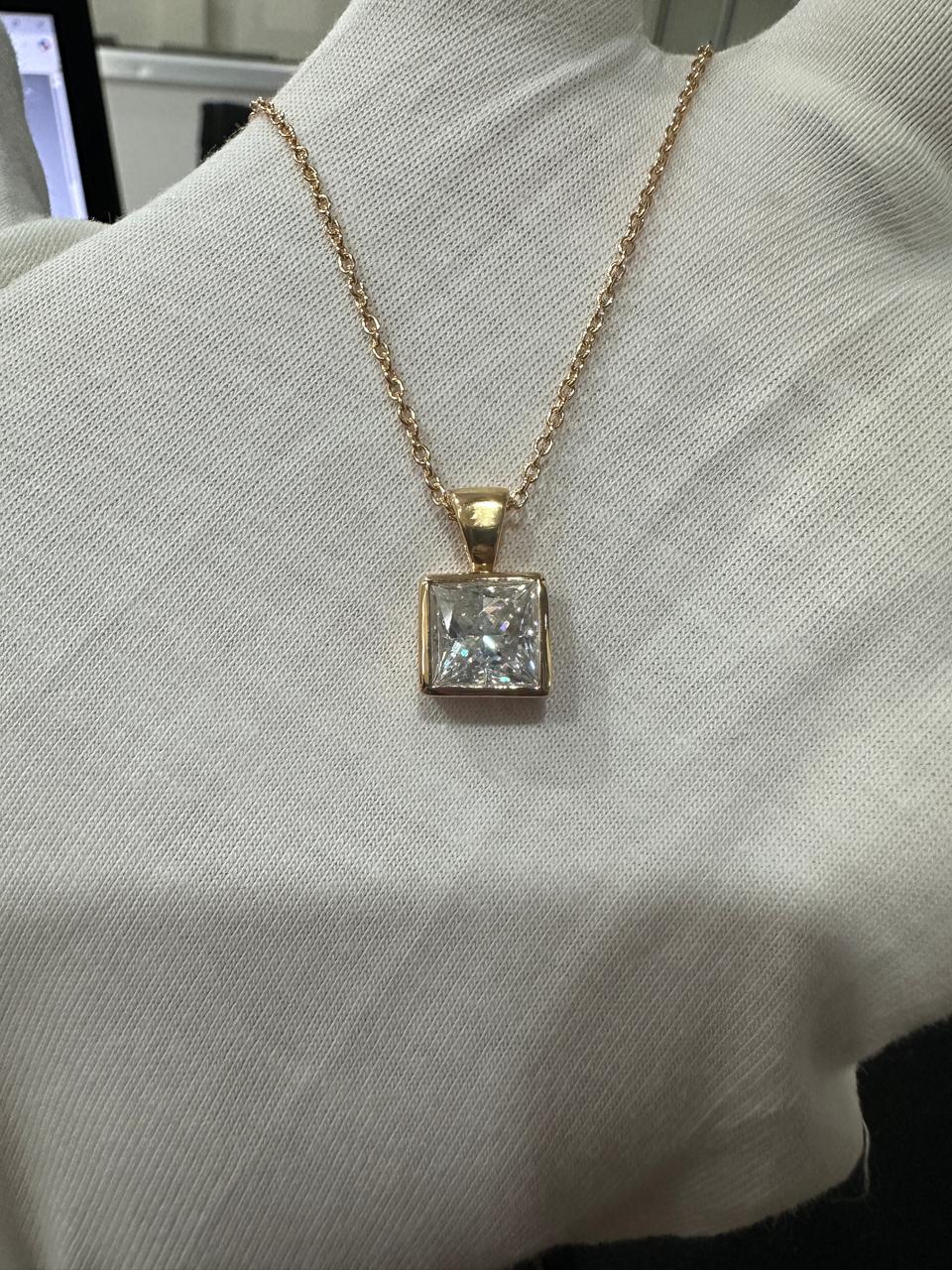 Lock Shape Moissanite Solitaire Pendant | 925 Sterling Silver, Bezel Set Jewelry