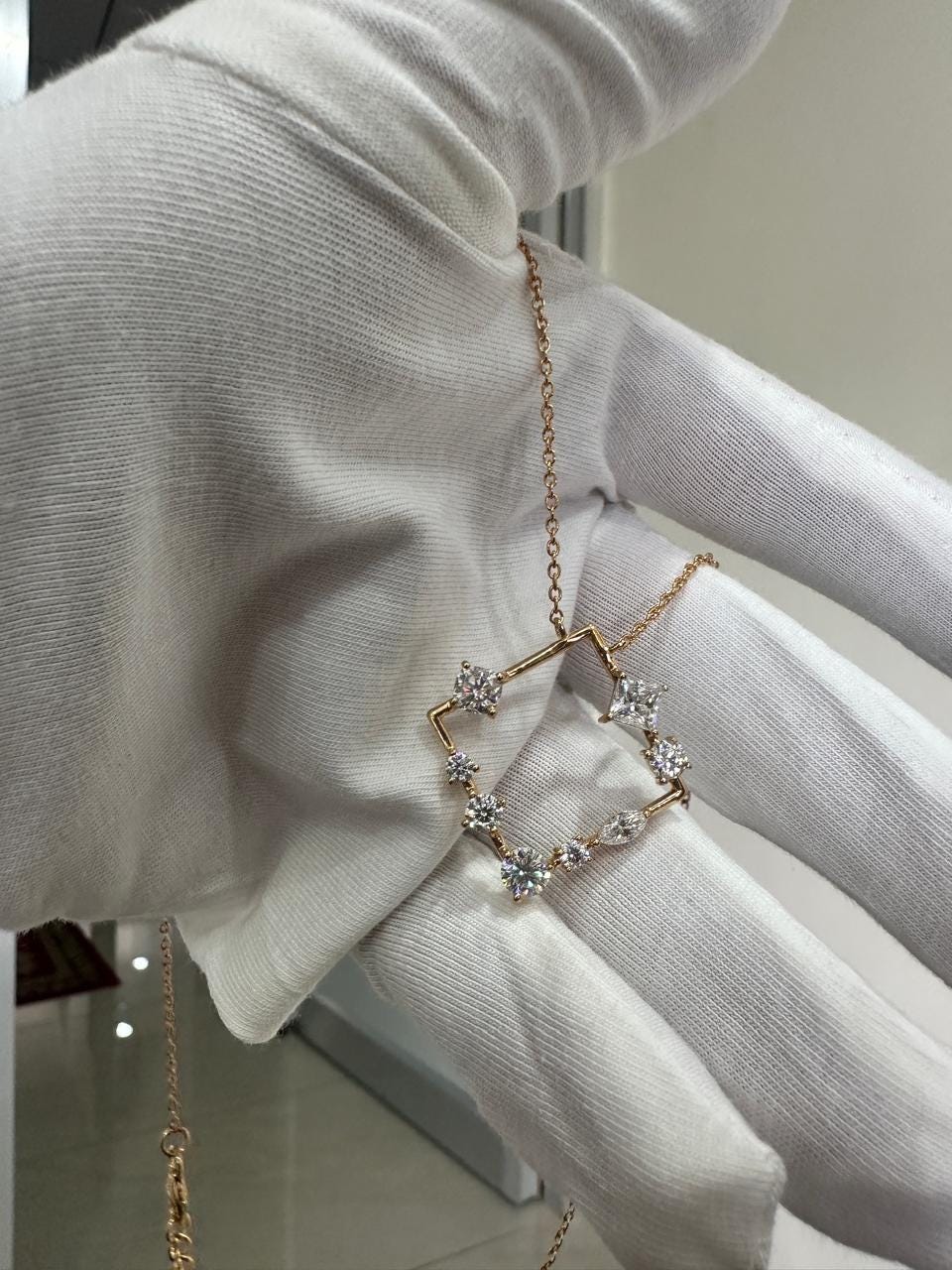 Unique Moissanite Pendant Necklace: Multi Shape Diamond Pendant for gift