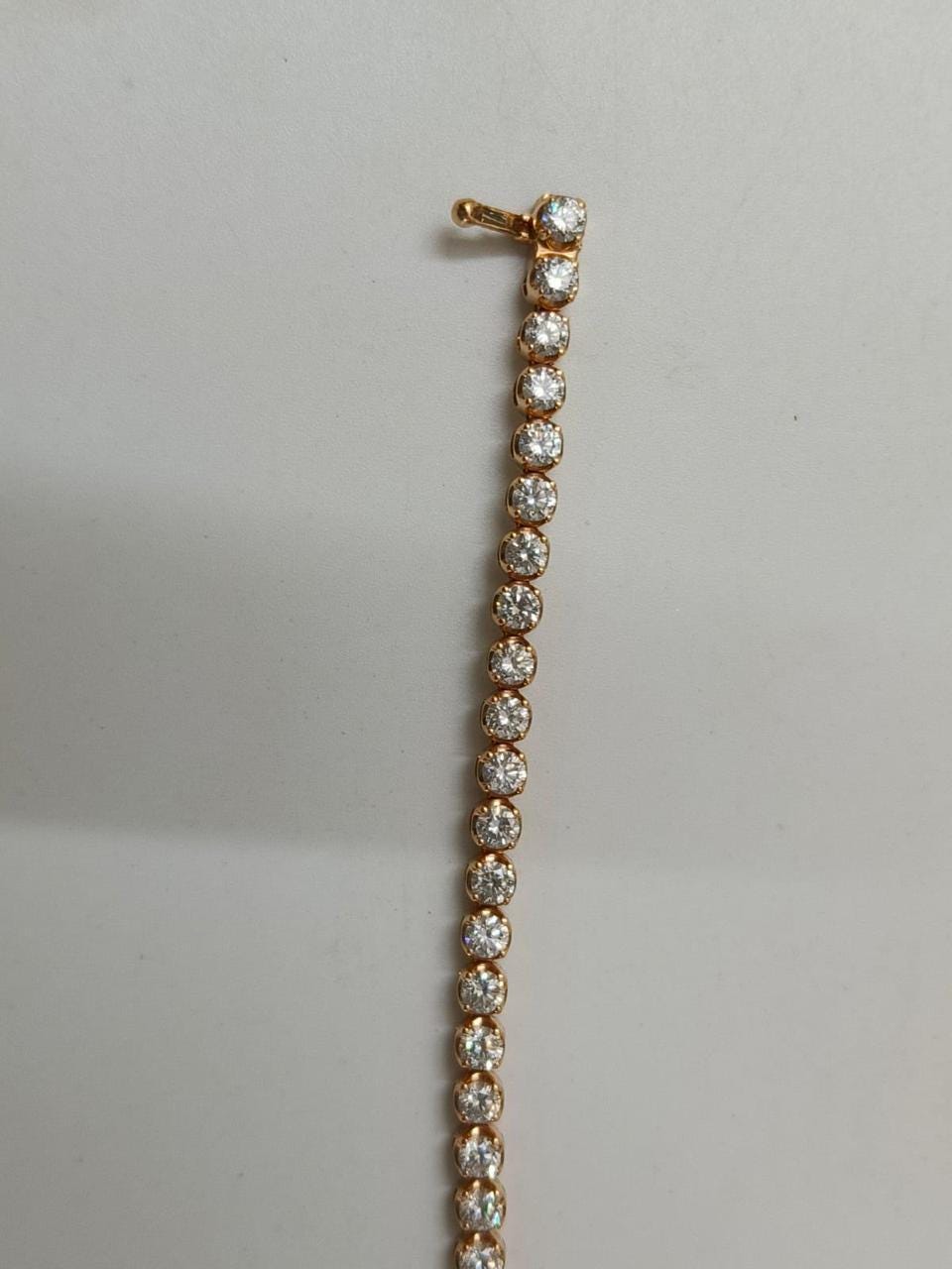 Moissanite Tennis Bracelet: 14K Gold Vermeil, Round Cut (13 Carats)