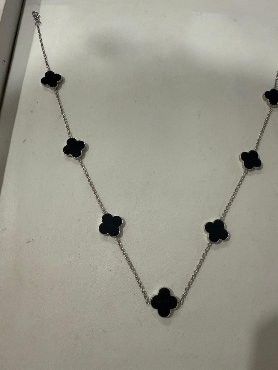 Sterling Silver Black Clover Necklace - Minimalist Lucky Charm