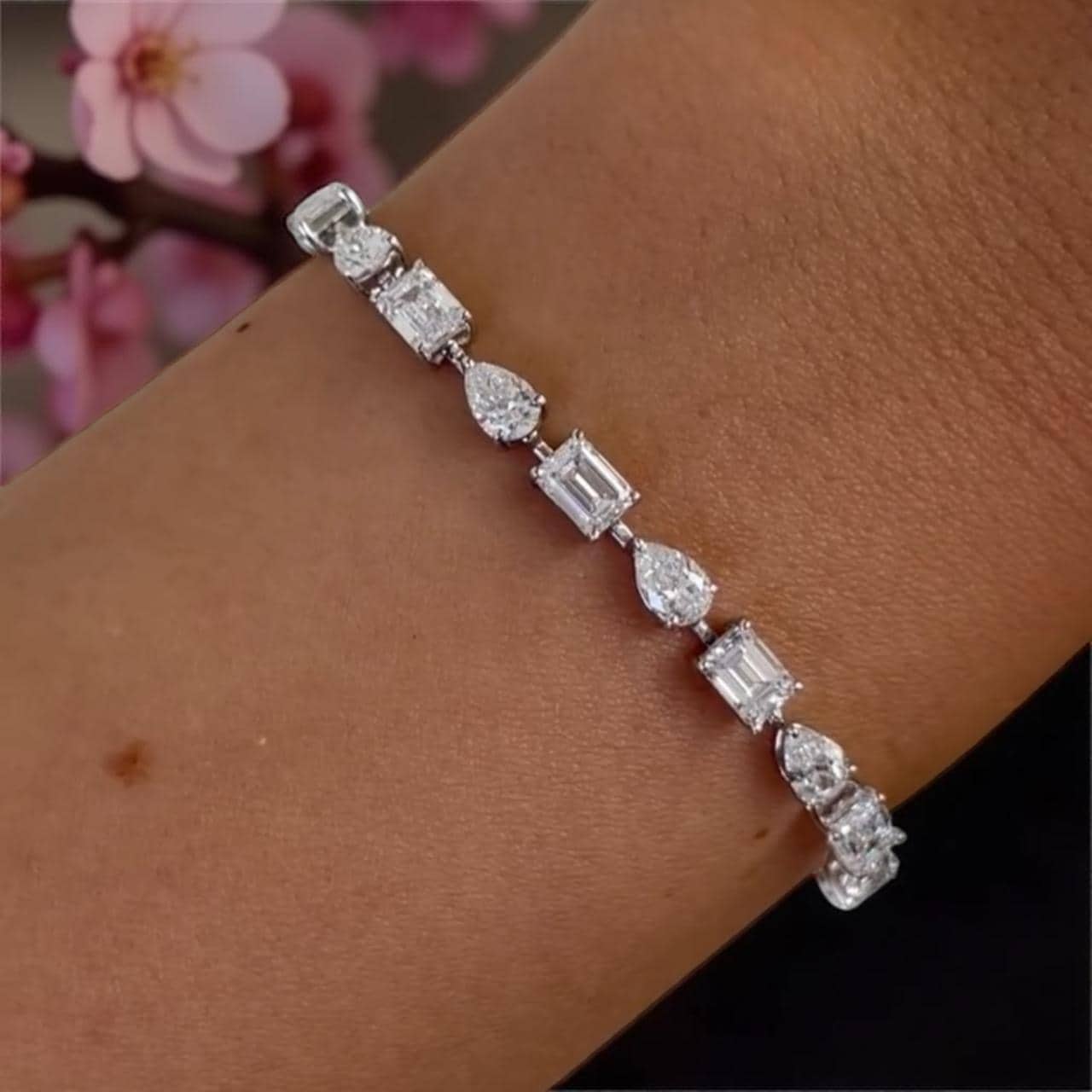 9 CT Multi Shape Moissanite Tennis Bracelet | Mixed Cut | 925 Sterling Silver