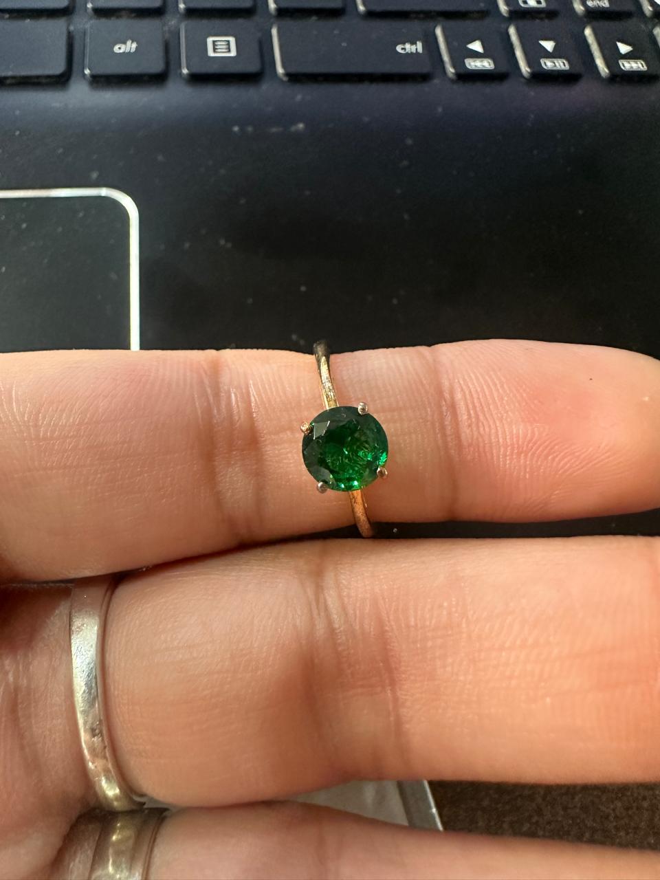Lab-Grown Emerald Solitaire Ring: 14K Yellow Gold Engagement Ring