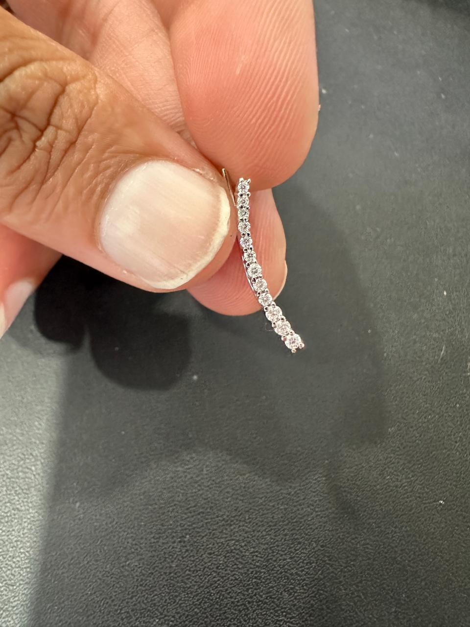 Moissanite Ear Climber Earrings: 925 Sterling Silver Bridal Jewelry