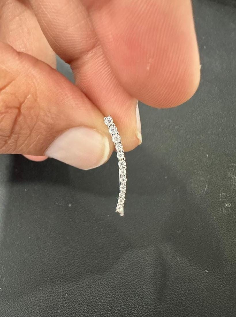 Moissanite Ear Climber Earrings: 925 Sterling Silver Bridal Jewelry