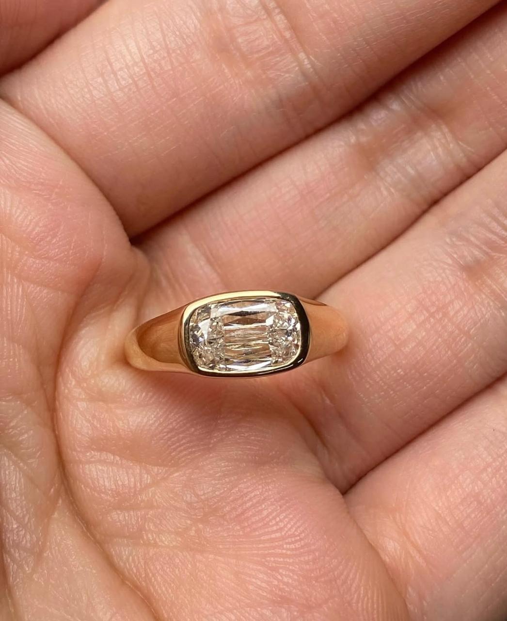 Moissanite Signet Ring: 14K Gold Vermeil Sterling Silver Statement Jewelry