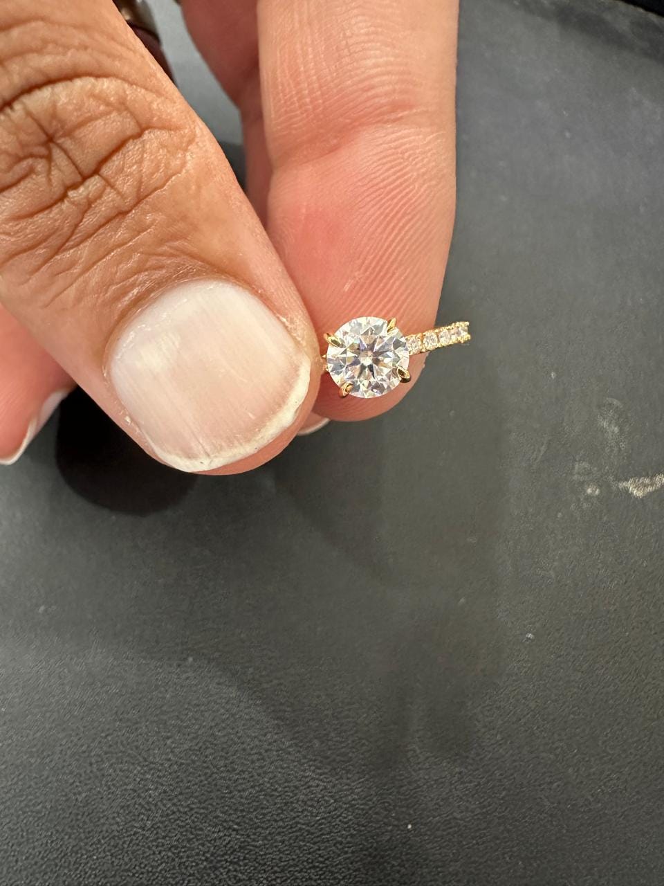 14K Gold Moissanite Engagement Ring: 1 CT Pave Wedding Band, Gift for her