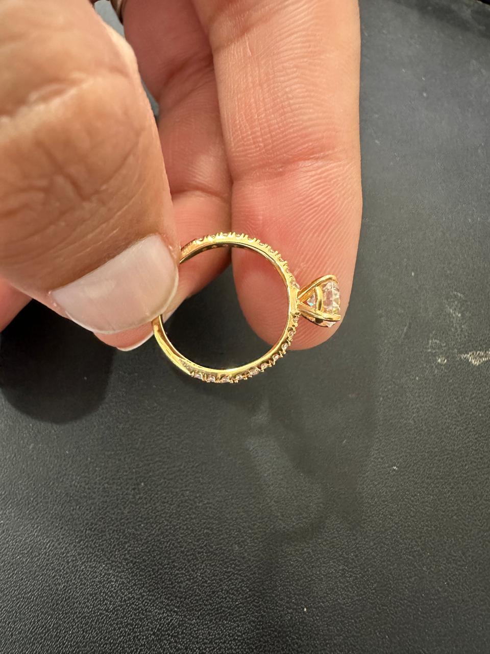 14K Gold Moissanite Engagement Ring: 1 CT Pave Wedding Band, Gift for her