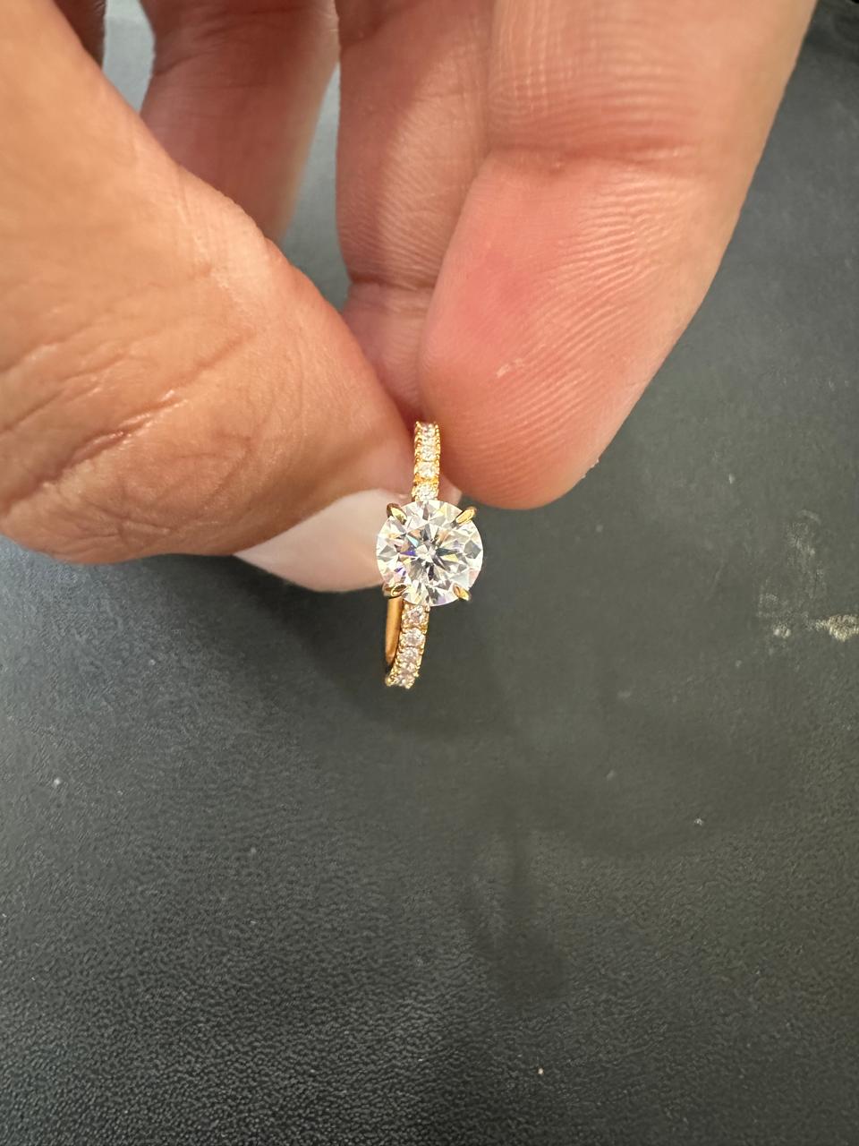 14K Gold Moissanite Engagement Ring: 1 CT Pave Wedding Band, Gift for her