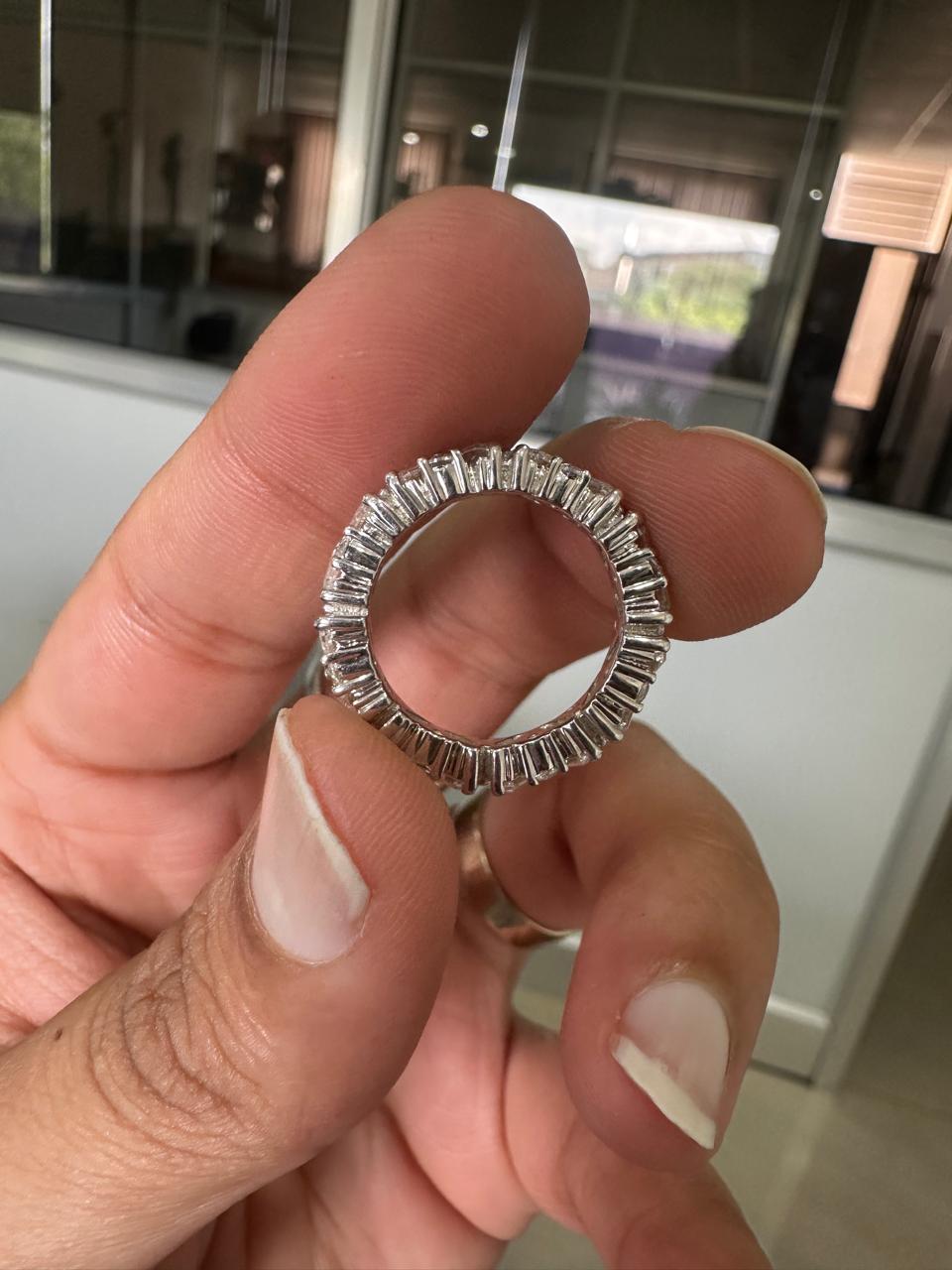 Moissanite Baguette and Round Eternity Band Ring in 925 Silver, Luxury Wedding Band, Elegant Gift for Her