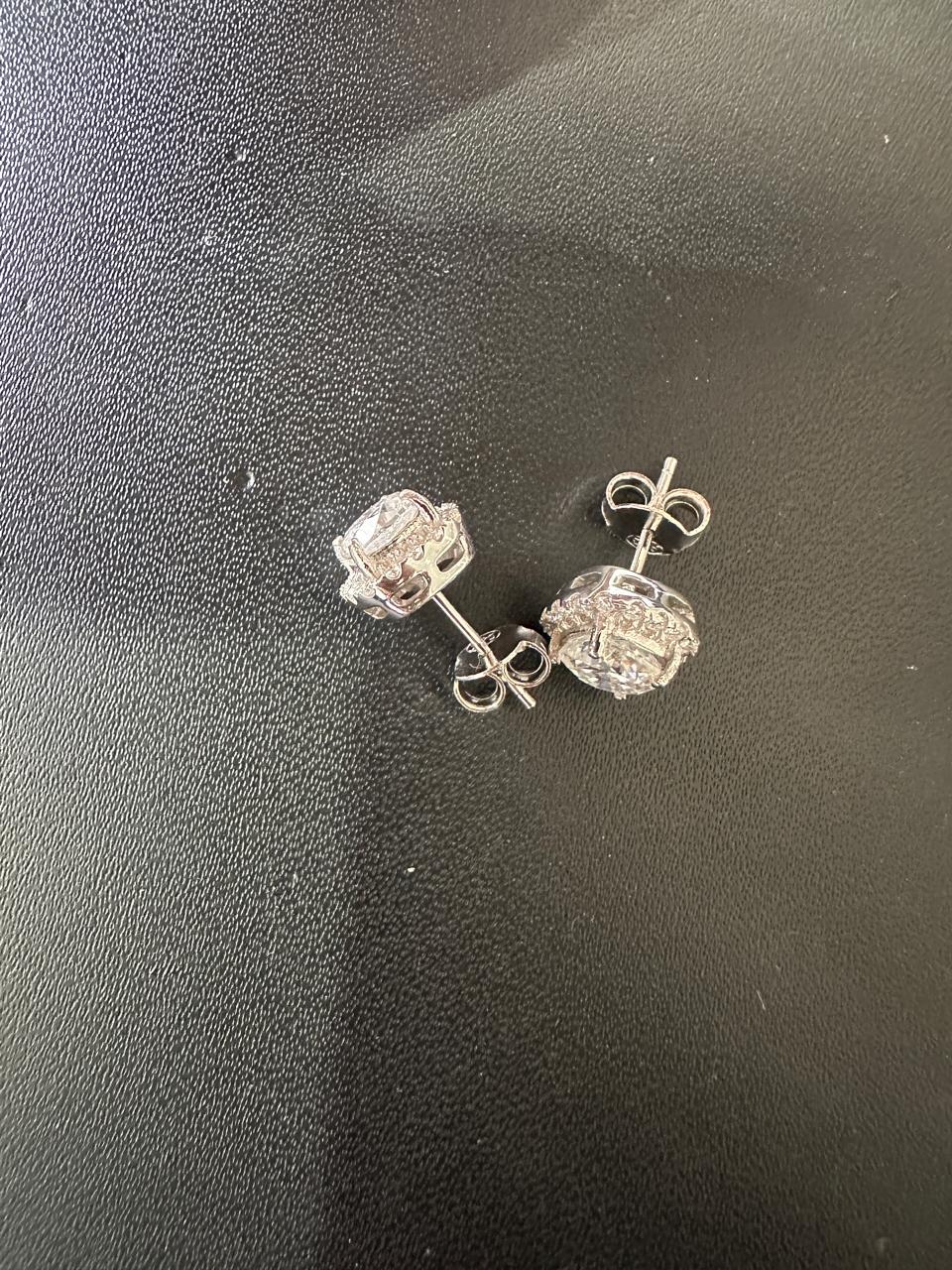 Cushion Halo Moissanite Stud Earrings 925 Sterling Silver, Minimal Luxury Gift for her