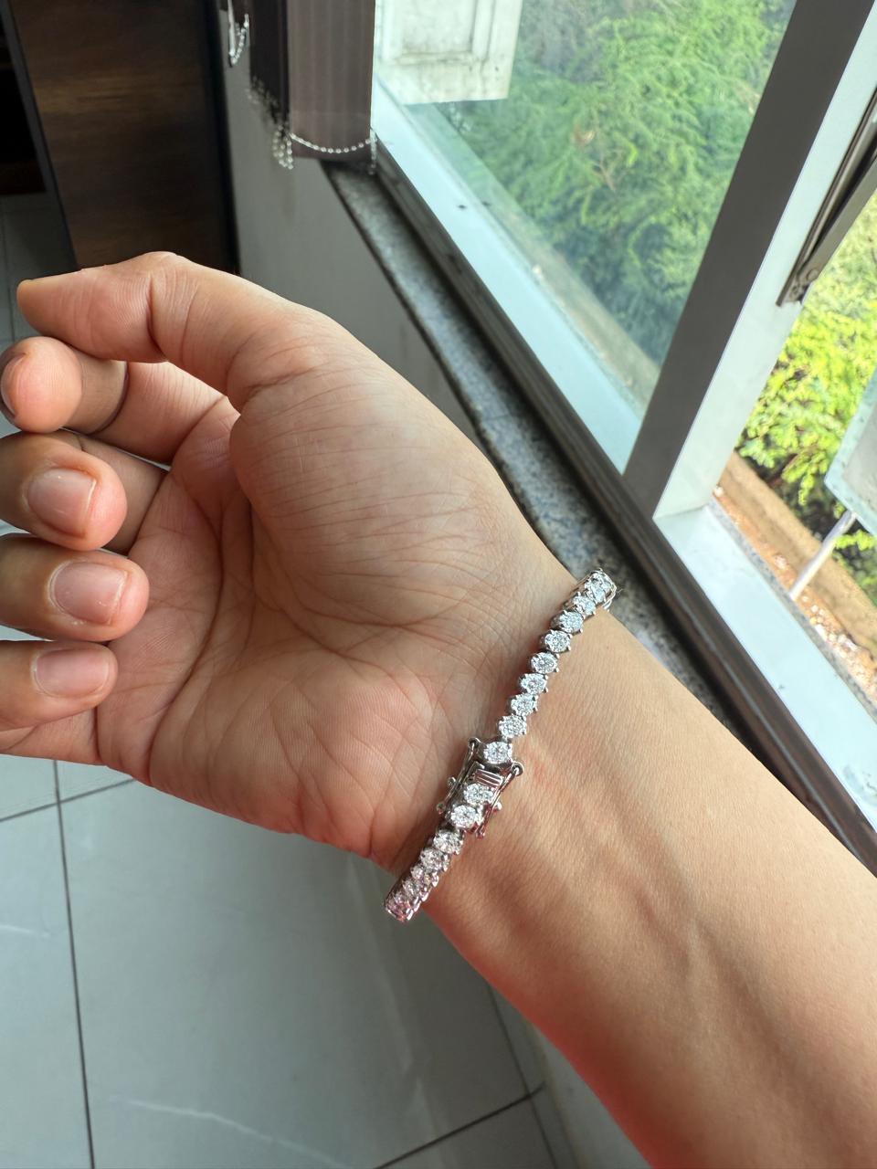 Oval Moissanite Tennis Bracelet | 14K White Gold Vermeil, 925 Sterling Silver