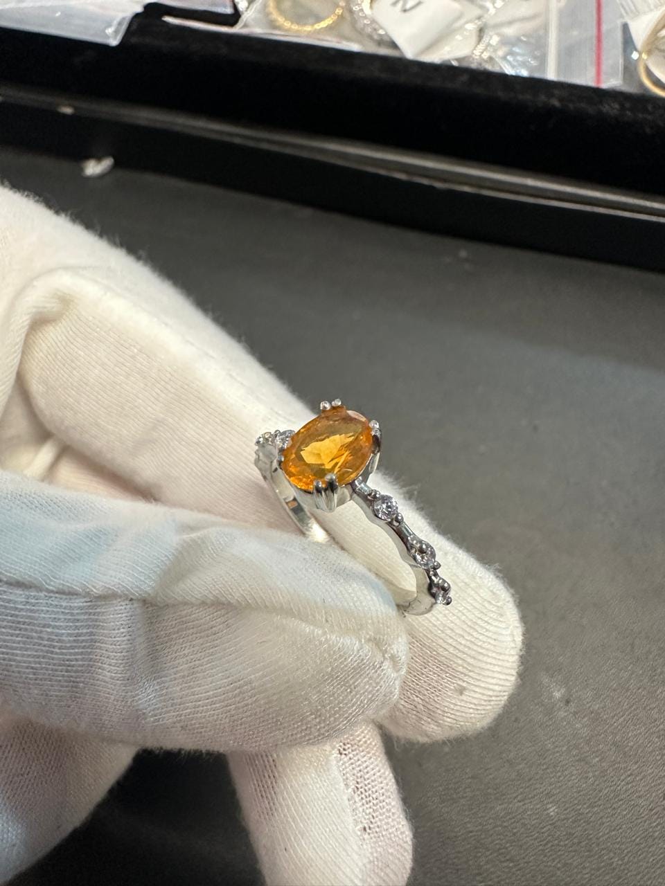 Oval Fire Opal Ring for women | Platinum 925 Silver, Gemstone Jewelry for Gift