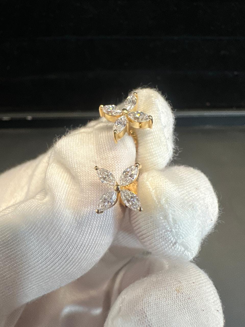 Moissanite Flower Earrings | 14K Gold Vermeil, Sterling Silver Studs