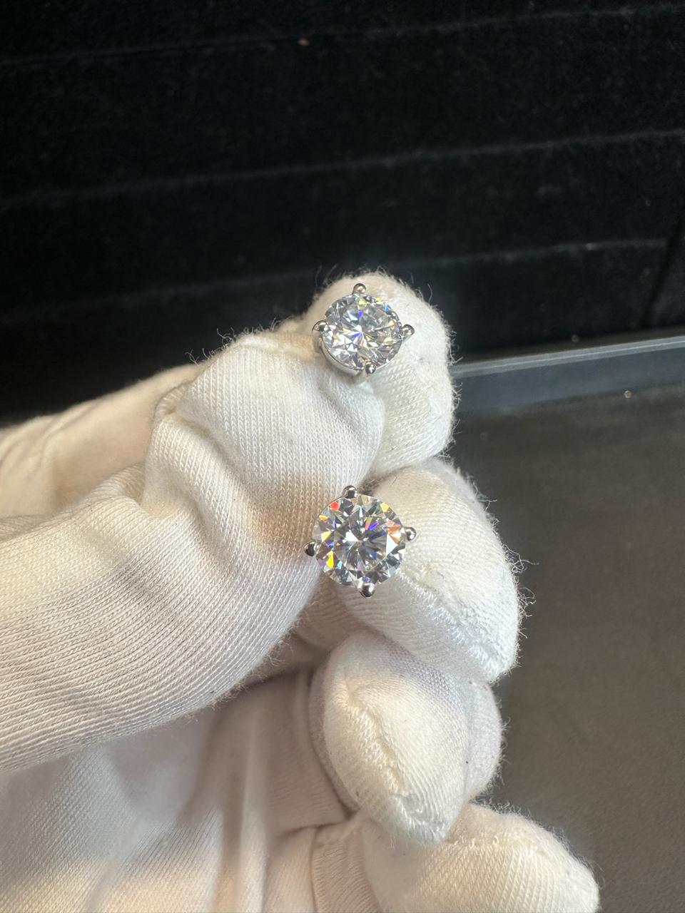 Moissanite Stud Earrings | 925 Sterling Silver Platinum Finish, 6mm