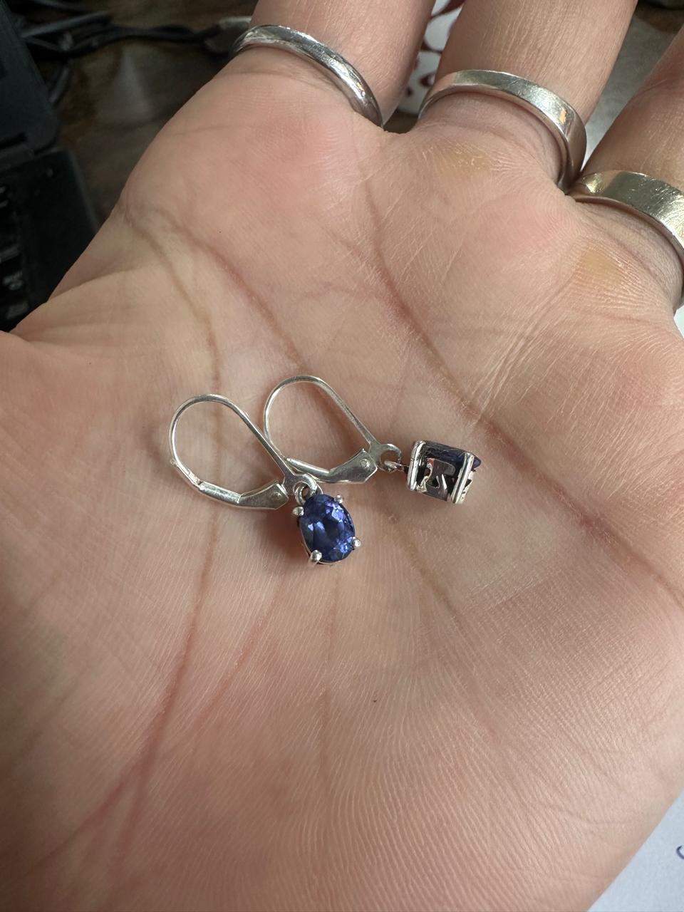 Oval Tanzanite Drop Earrings | 925 Sterling Silver | First Anniversary Gift for her