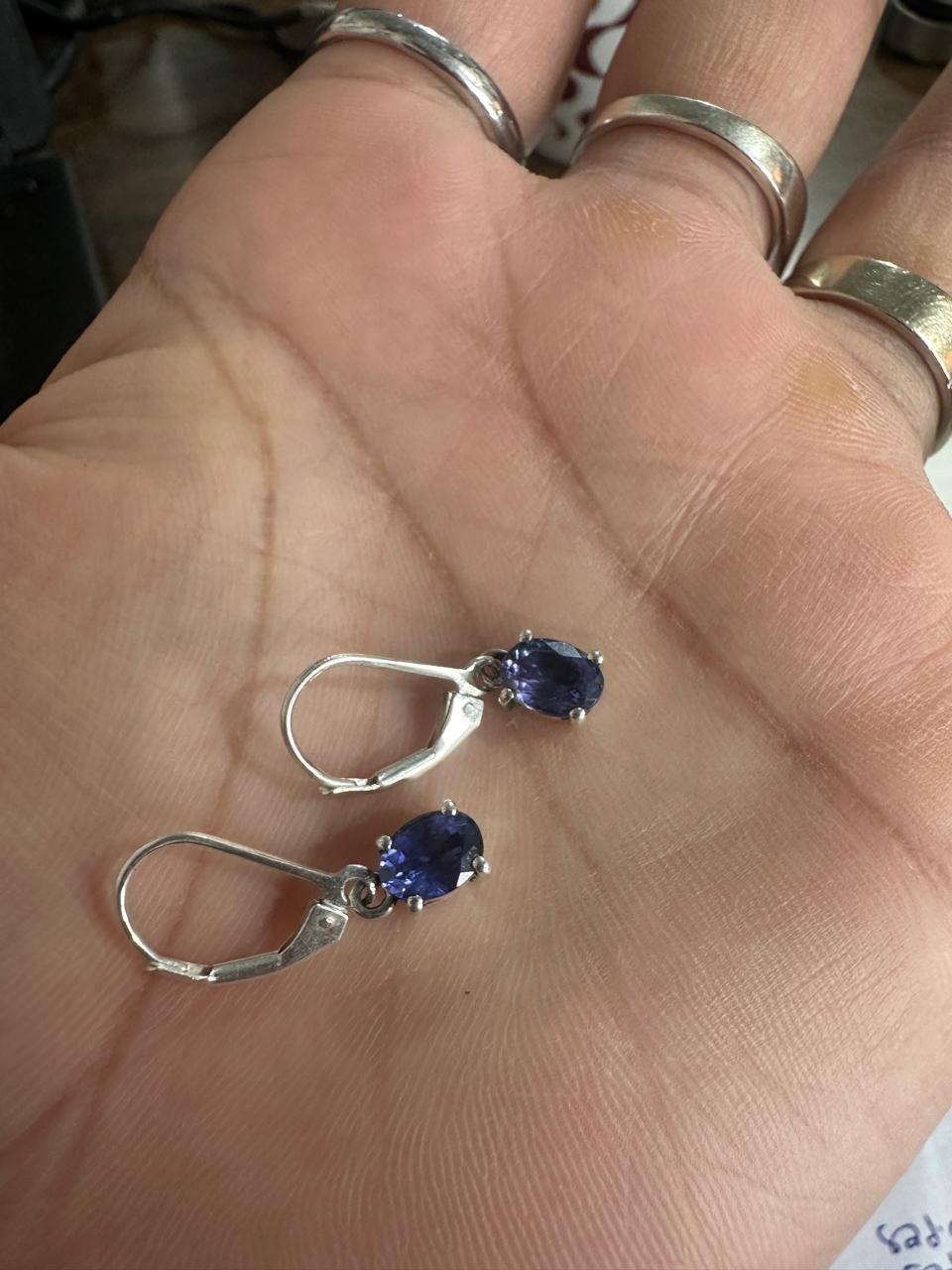 Oval Tanzanite Drop Earrings | 925 Sterling Silver | First Anniversary Gift for her