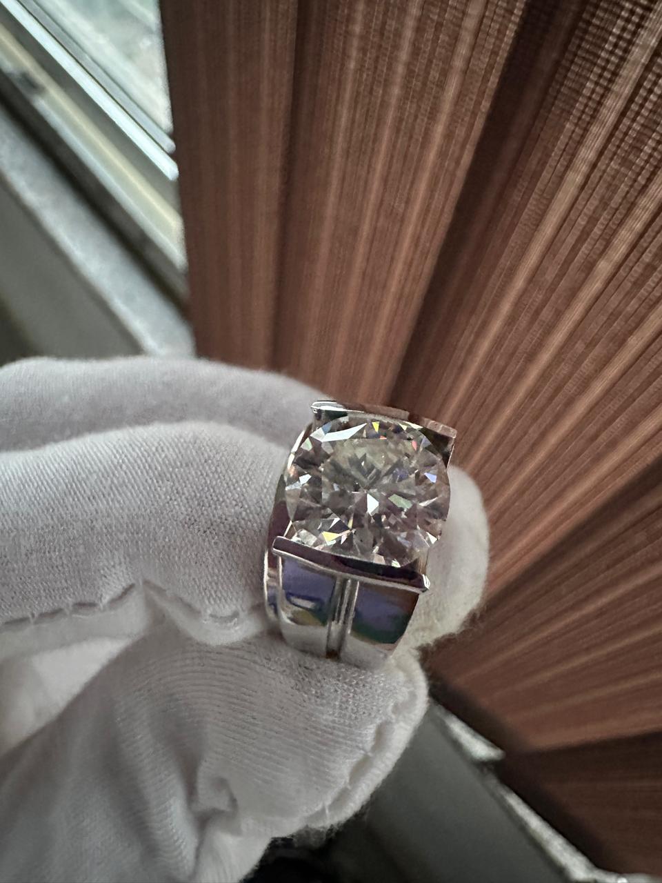 Chunky Moissanite Ring for Men | Platinum Over Sterling Silver