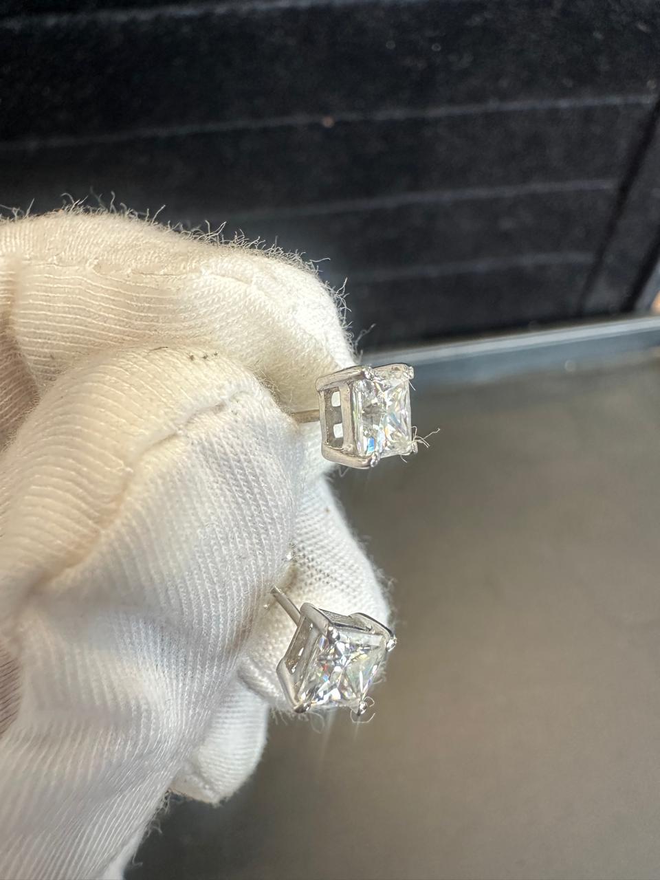 Princess Cut Moissanite Stud Earrings | 925 Sterling Silver