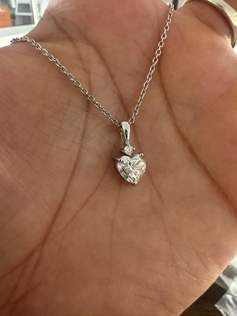 Heart Moissanite Pendant Necklace for women: 925 Sterling Silver, Love Jewelry, Solitaire Pendant