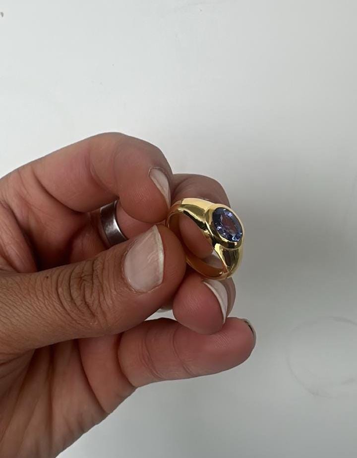 Tanzanite Dome Ring | 14K Yellow Gold, Oval Solitaire