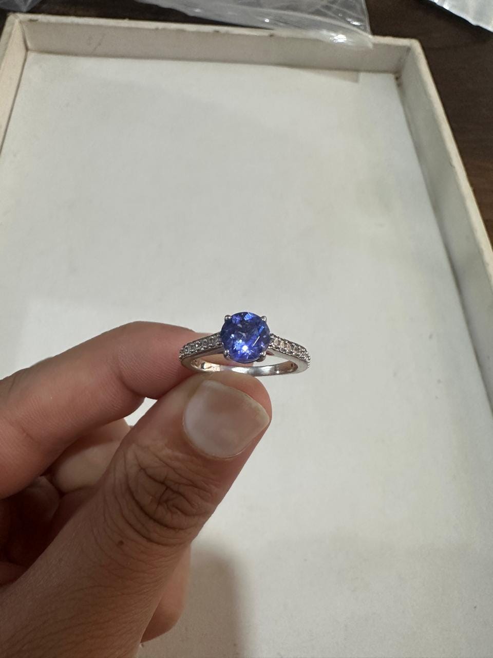 14K White Gold Tanzanite Pave Engagement Ring | 1 CT Rare Gemstone Jewelry for Gift