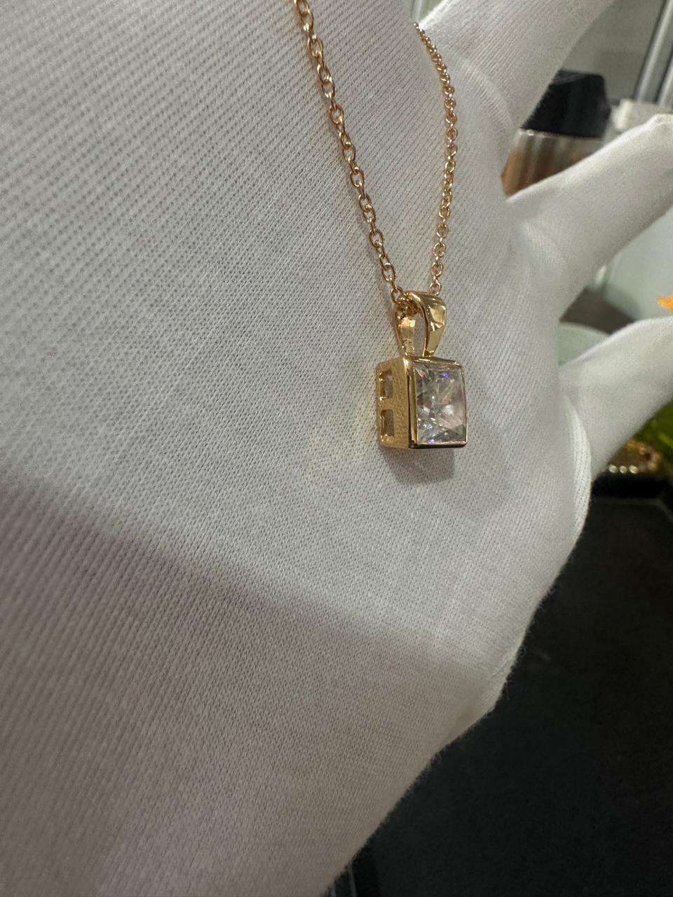 Lock Shape Moissanite Solitaire Pendant | 925 Sterling Silver, Bezel Set Jewelry