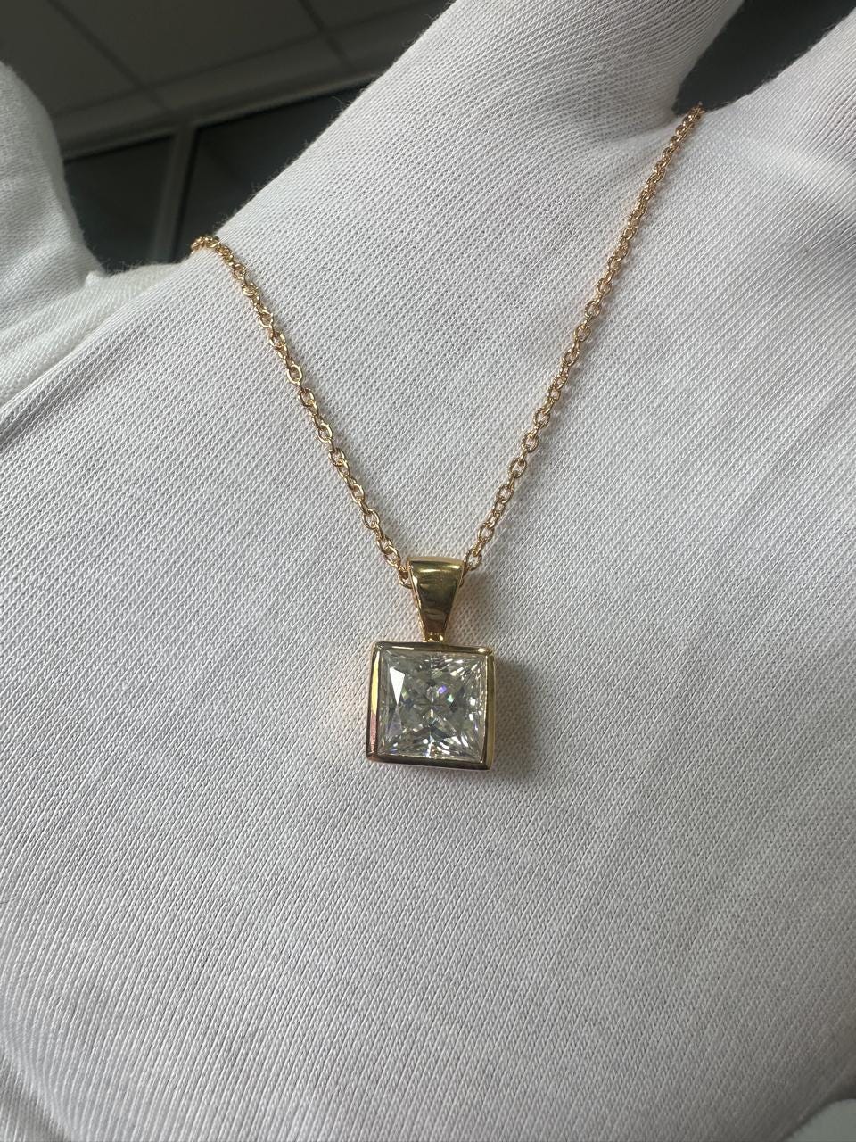 Lock Shape Moissanite Solitaire Pendant | 925 Sterling Silver, Bezel Set Jewelry