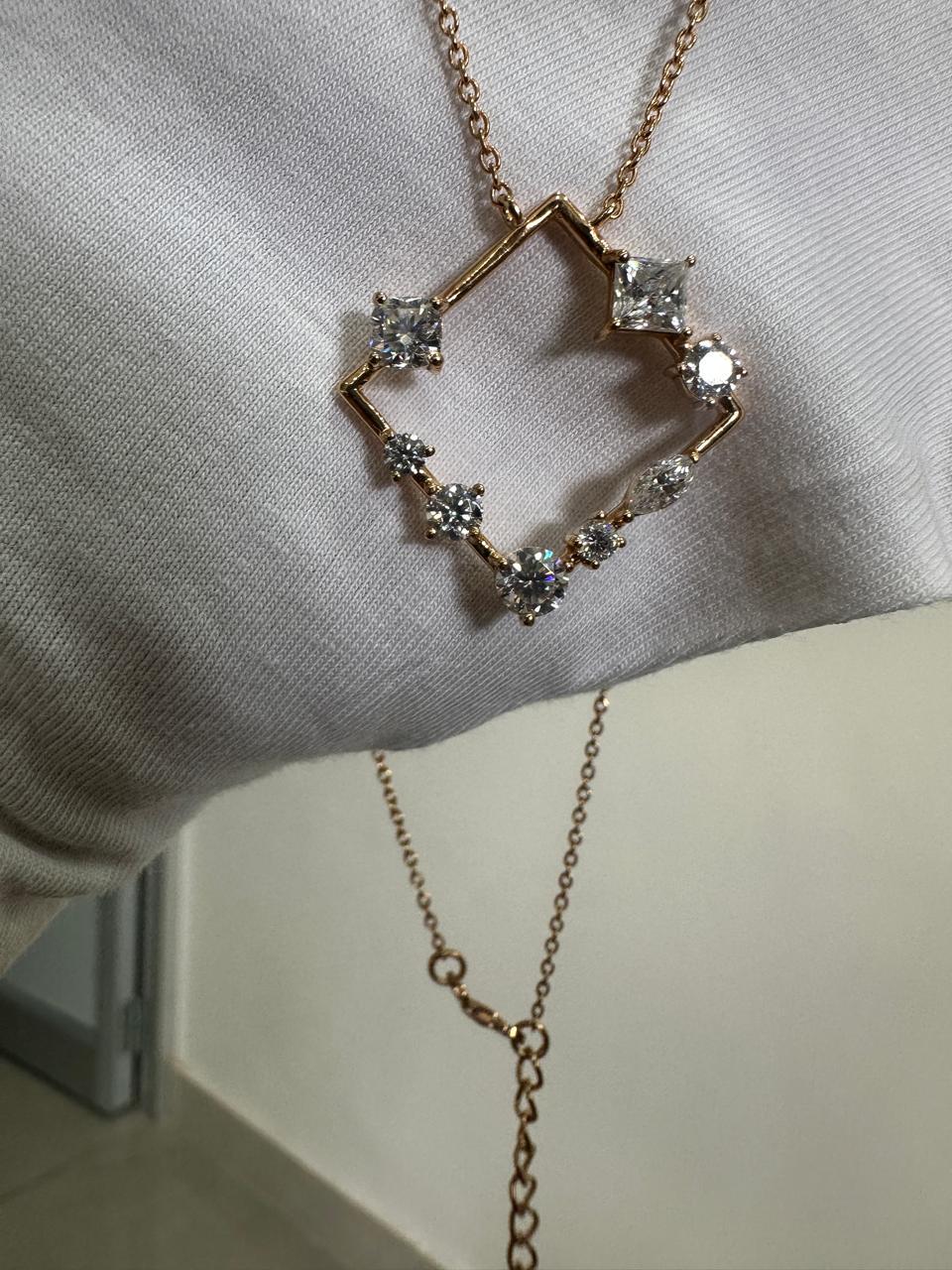 Unique Moissanite Pendant Necklace: Multi Shape Diamond Pendant for gift