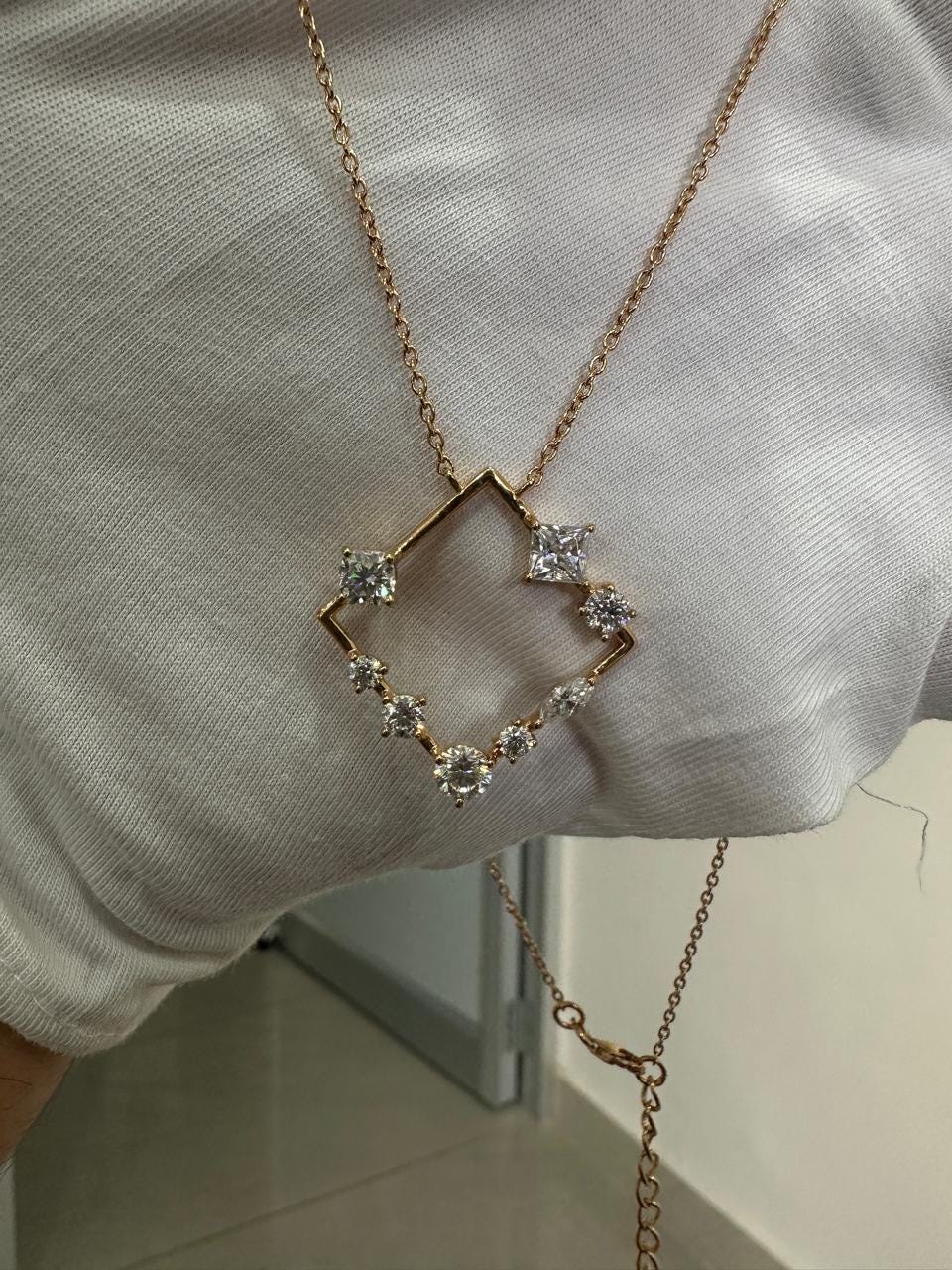Unique Moissanite Pendant Necklace: Multi Shape Diamond Pendant for gift