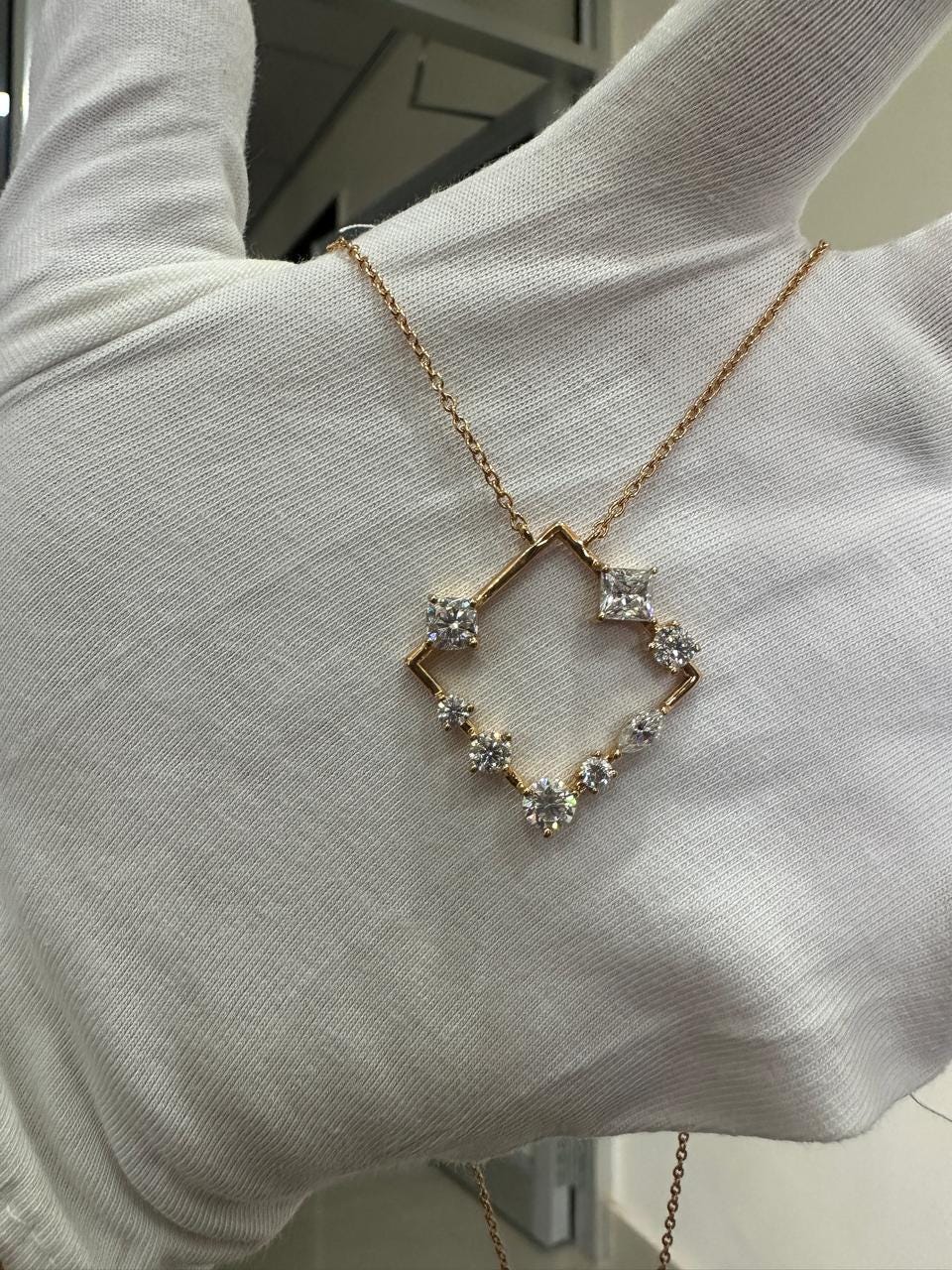 Unique Moissanite Pendant Necklace: Multi Shape Diamond Pendant for gift