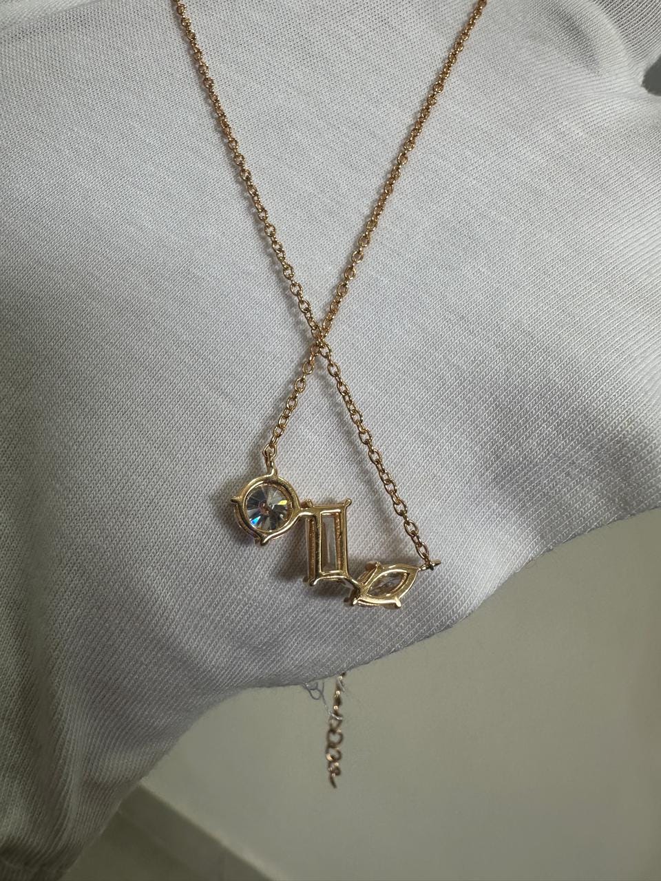 Multi Shape Moissanite Pendant Necklace: 14k Gold Vermeil Plated over 925 Silver