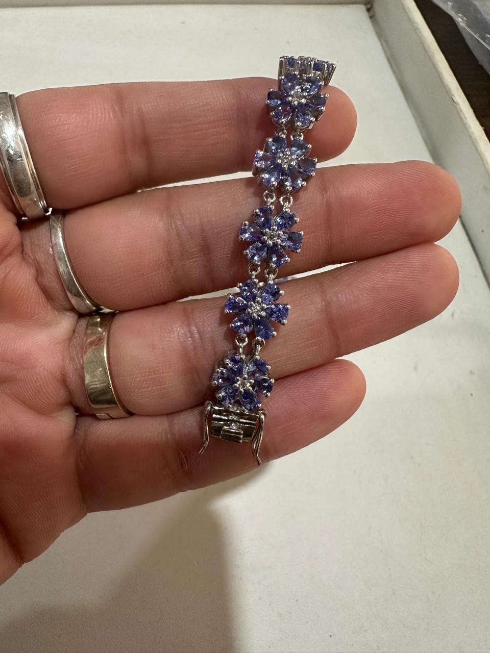 Natural Tanzanite Bracelet for Gift, 925 Sterling Silver, Unique Anniversary Jewelry for her