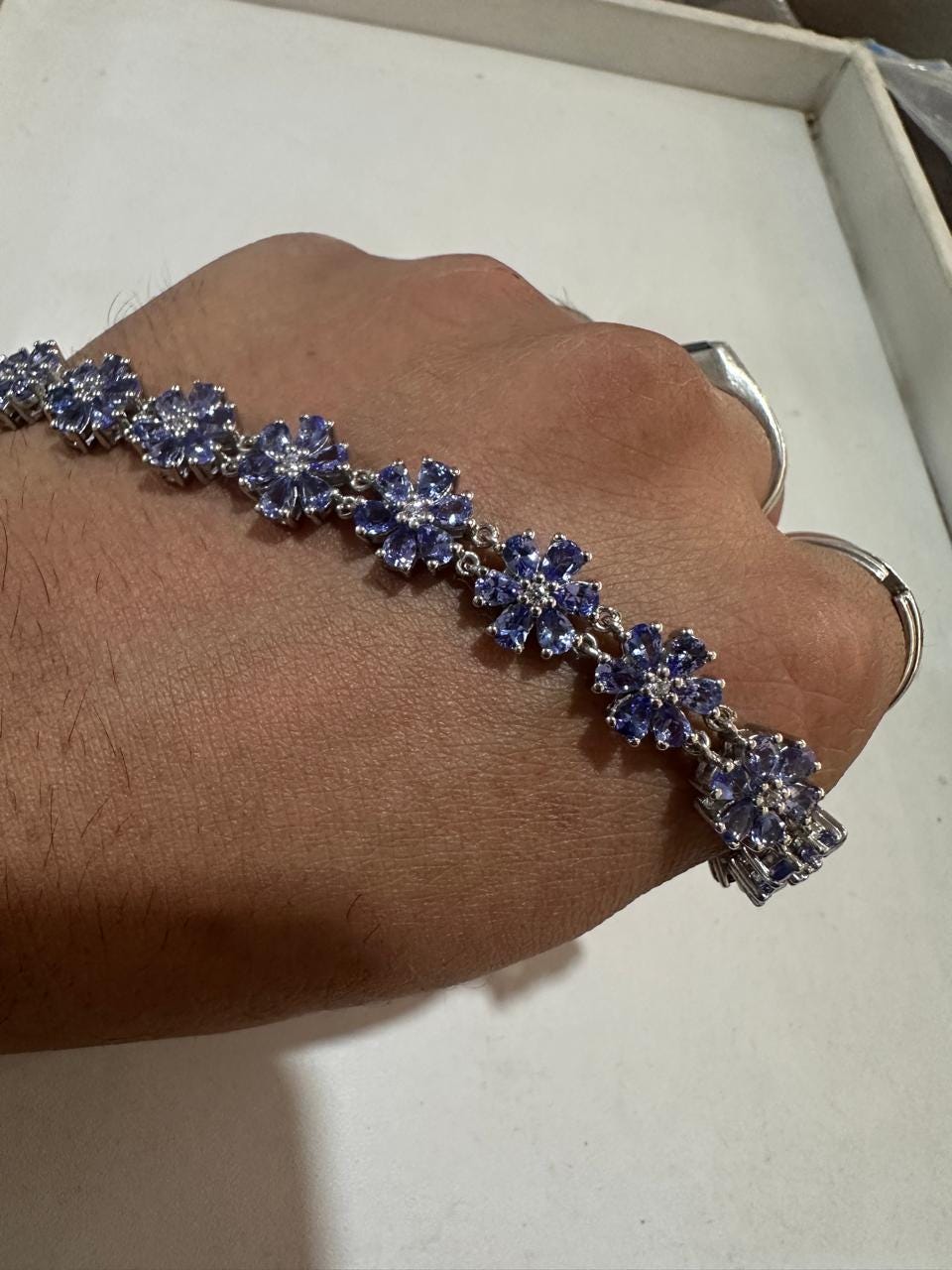 Tanzanite Flower Bracelet | Blue Purple Gemstone Jewelry, Luxury gift for her