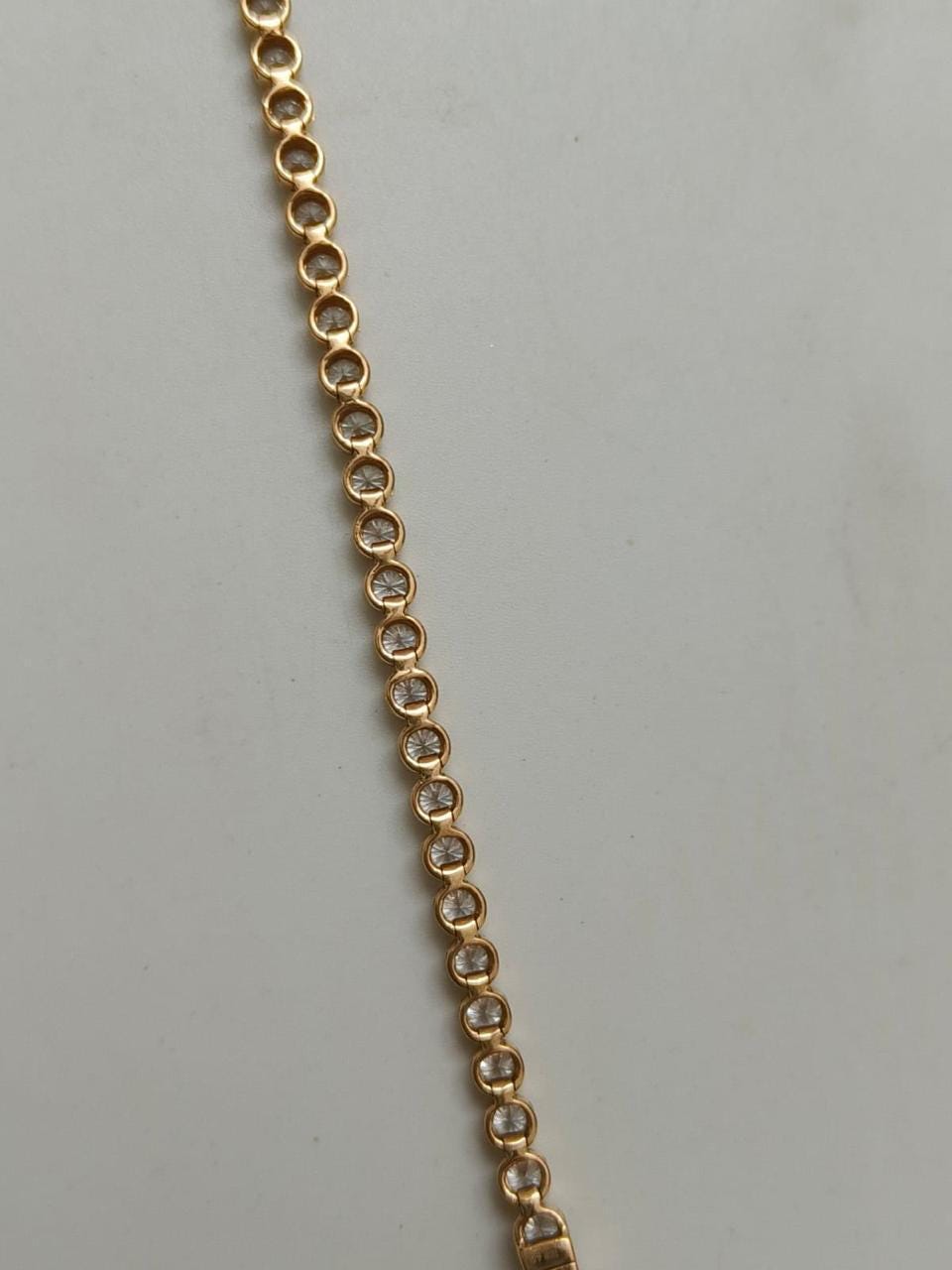 Moissanite Tennis Bracelet: 14K Gold Vermeil, Round Cut (13 Carats)