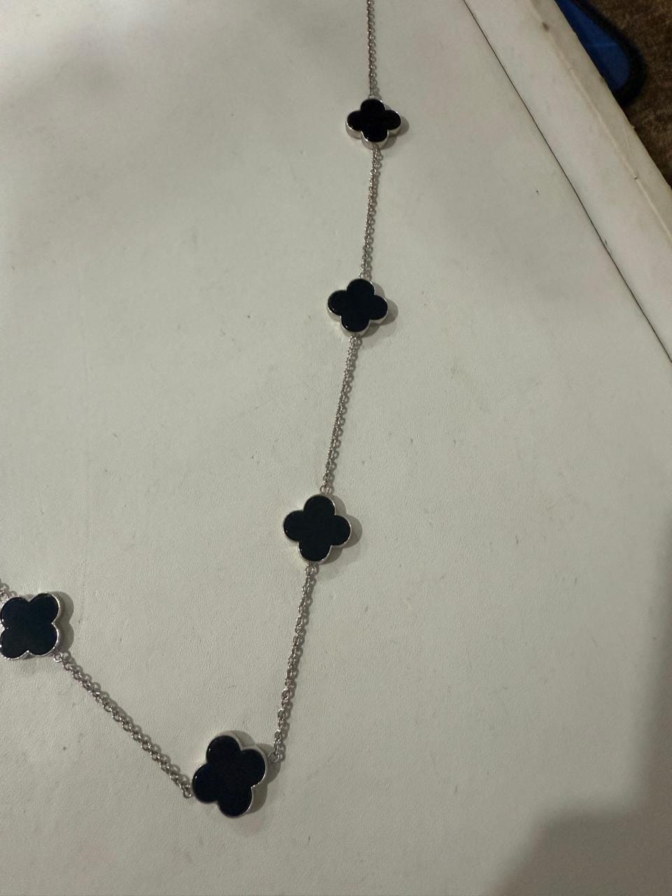 Sterling Silver Black Clover Necklace - Minimalist Lucky Charm