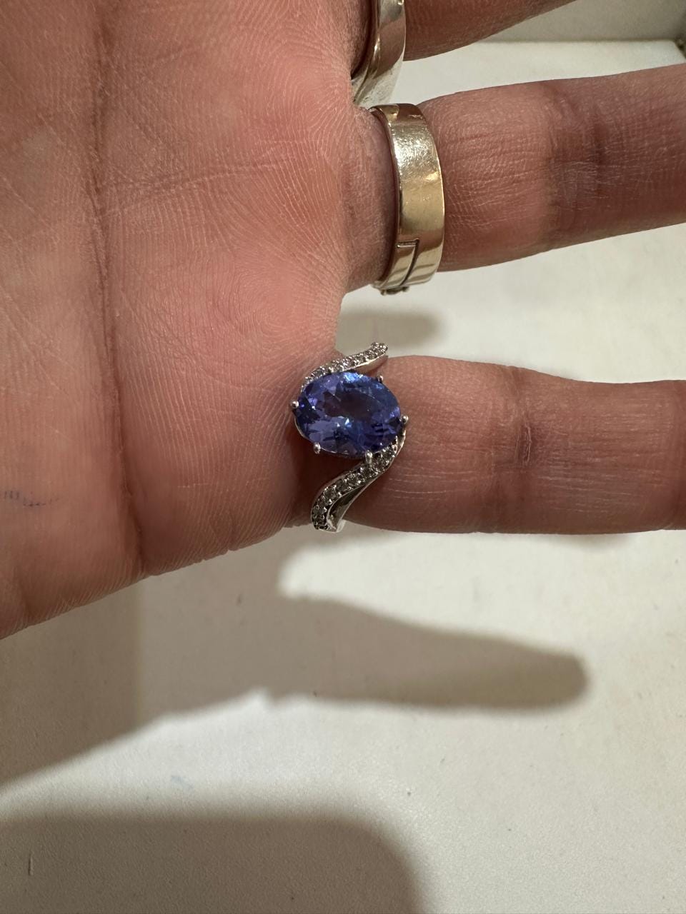 3 CT Natural Oval Tanzanite Engagement Ring, 14K White Gold, December Birthstone, Twisted Band