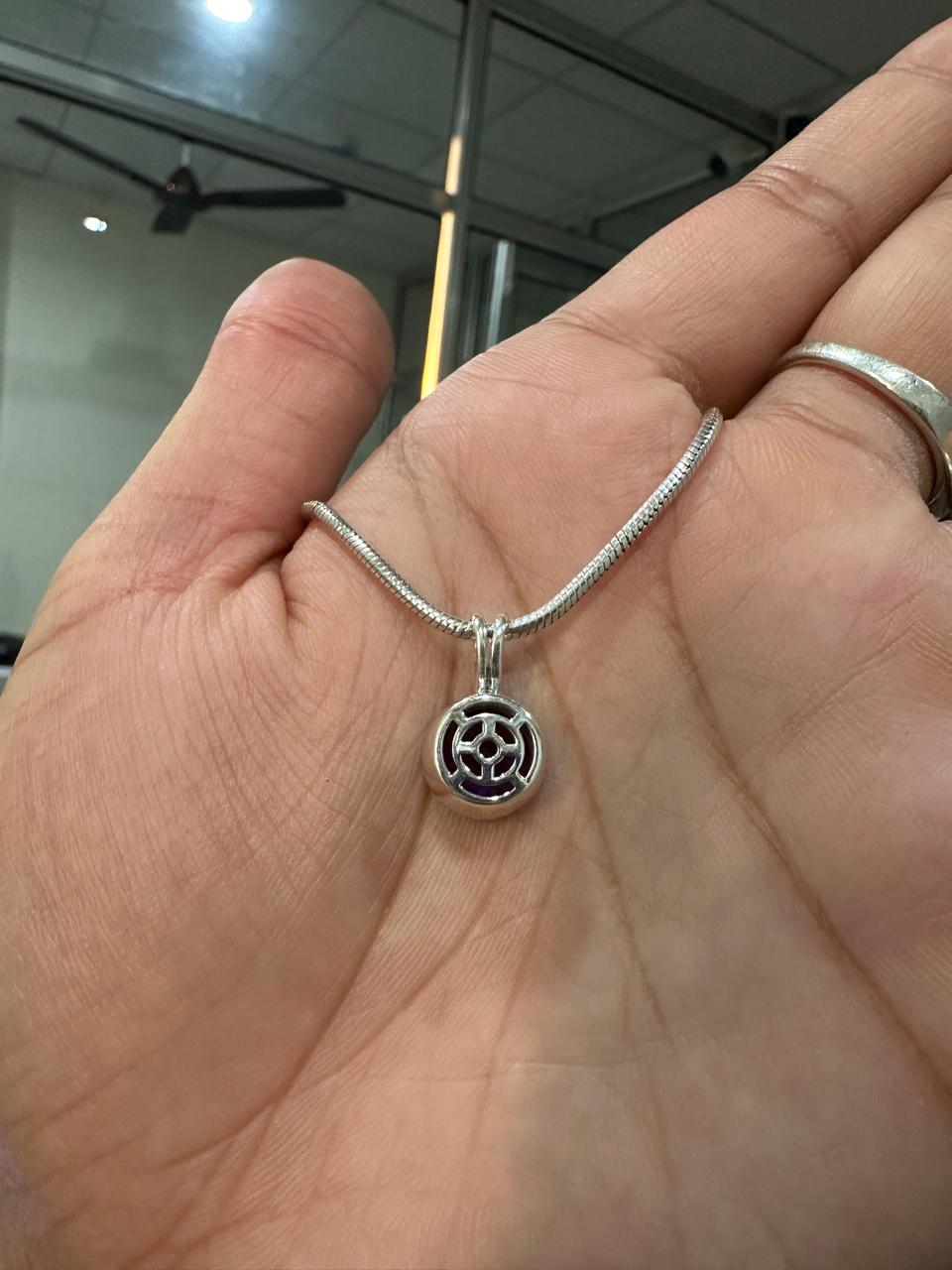 7CT Amethyst Bezel Set Pendant Necklace | 925 Silver | Snake Chain | Gift for him