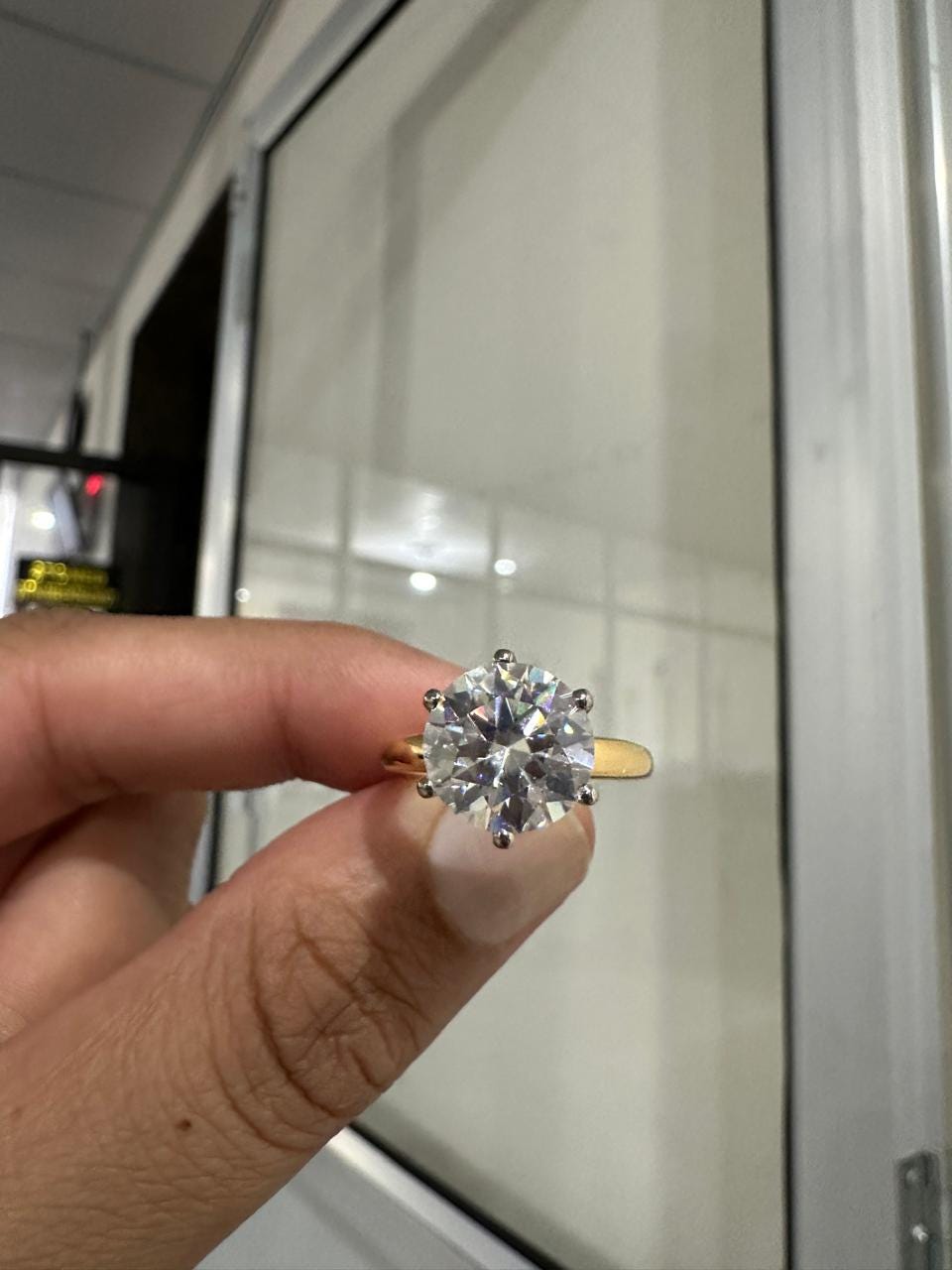 Unique 5 Ct Moissanite Engagement Ring | 14K Yellow Gold Solitaire Ring for her