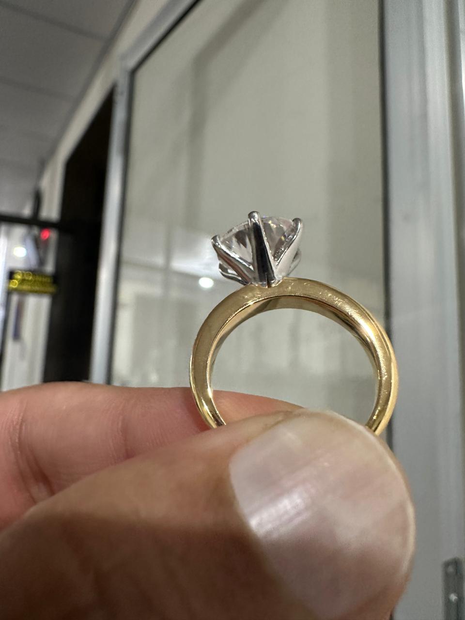 Unique 5 Ct Moissanite Engagement Ring | 14K Yellow Gold Solitaire Ring for her