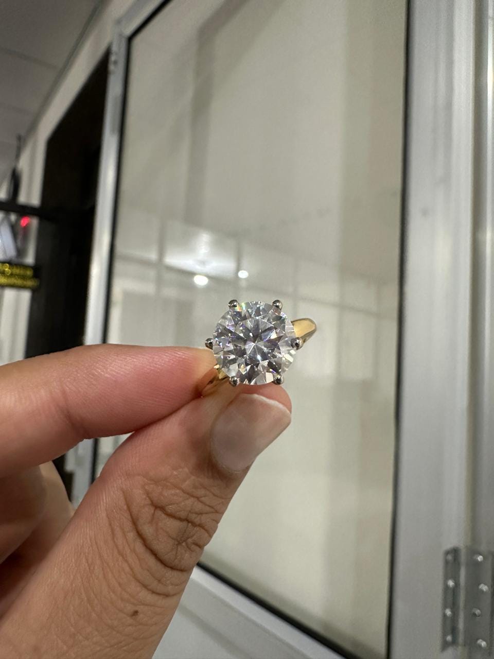 Unique 5 Ct Moissanite Engagement Ring | 14K Yellow Gold Solitaire Ring for her